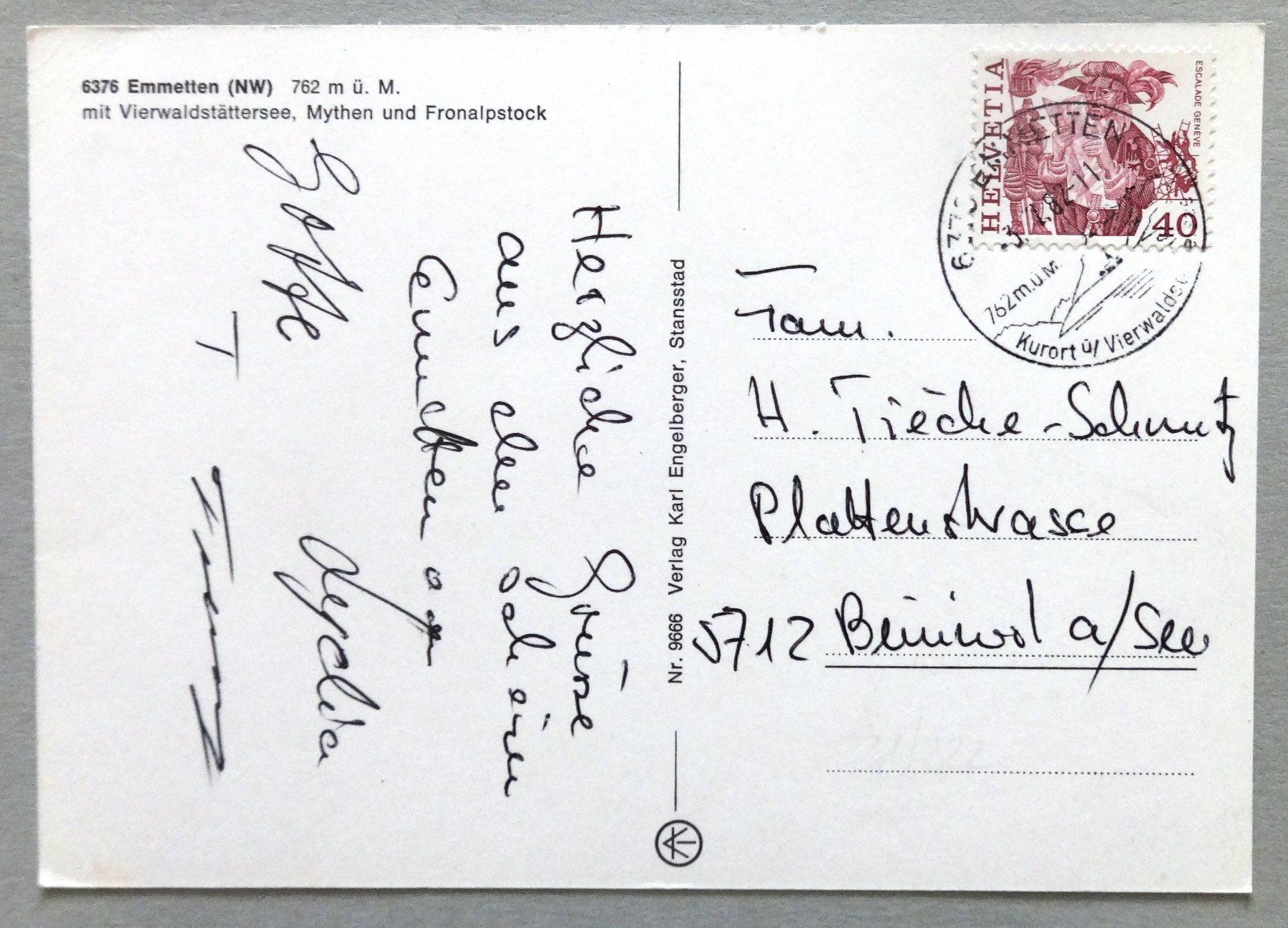 Cartoline postali: Emmetten 762 m ü.M. – Usato da Fétigny venduto da Billy2miny 1