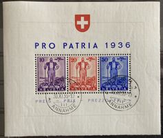 Sonderblock Pro Patria 1936 gestempelt, SBK 300 Fr.