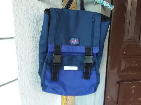 Rucksack blau mit Logo gebraucht