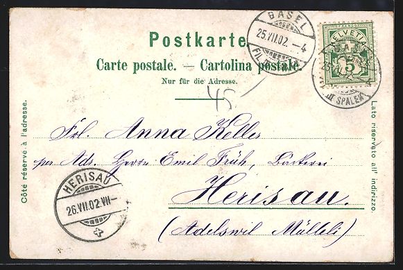Cartoline postali: Litho Basel, Münster, Centralbahnhof, D – Usato da Berlin venduto da bartko-reher 1