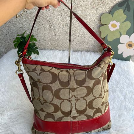 Coach Tasche monogramm beige rot guter Zustand