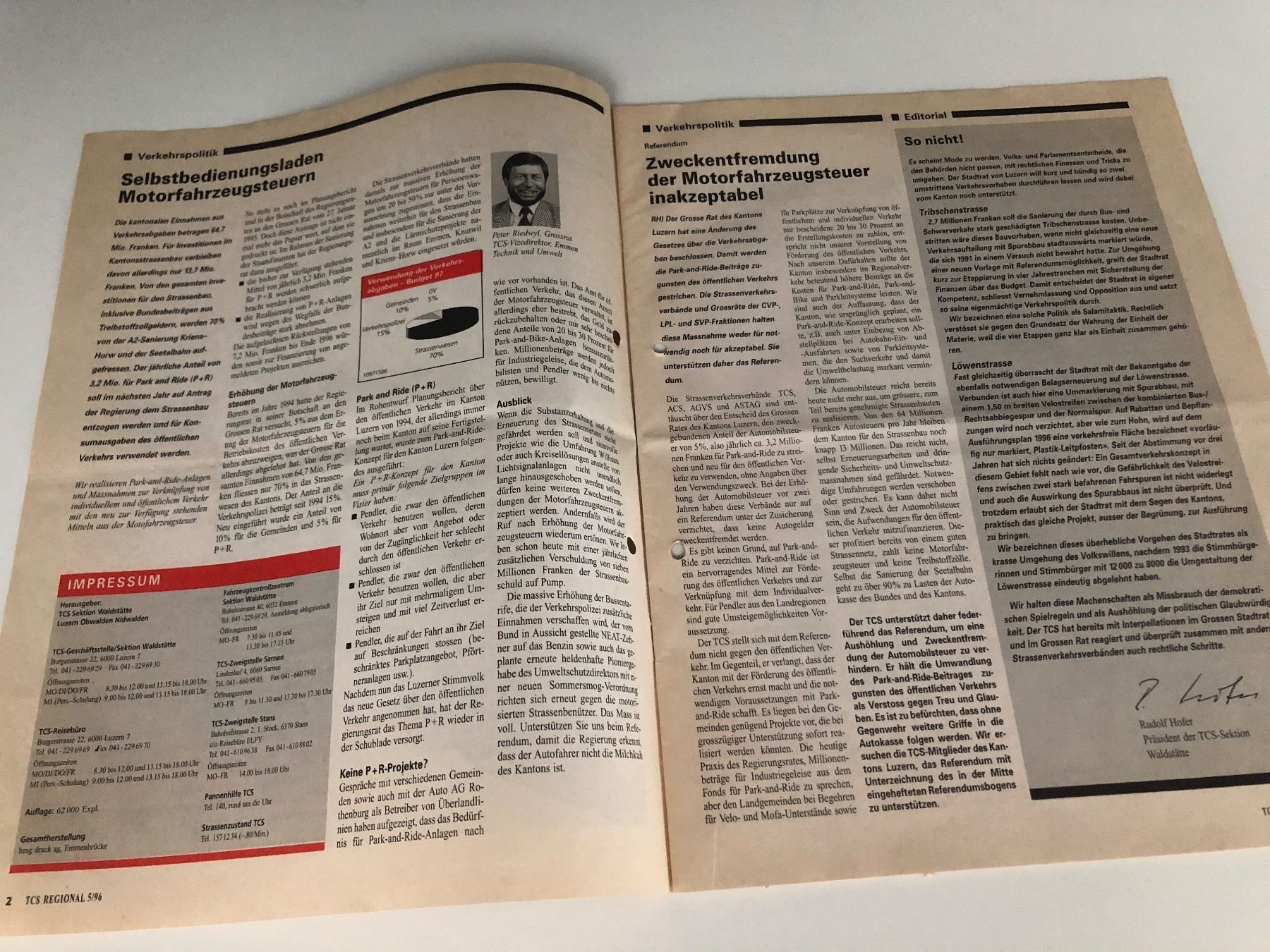 Riviste & Magazine: Seltene alte Zeitschrift. TCS Regional 1996 – Usato da Hergiswil LU venduto da FcMalkov 2