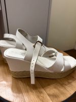 Sandales compensées blanches cuir femme pointure 39 bon état