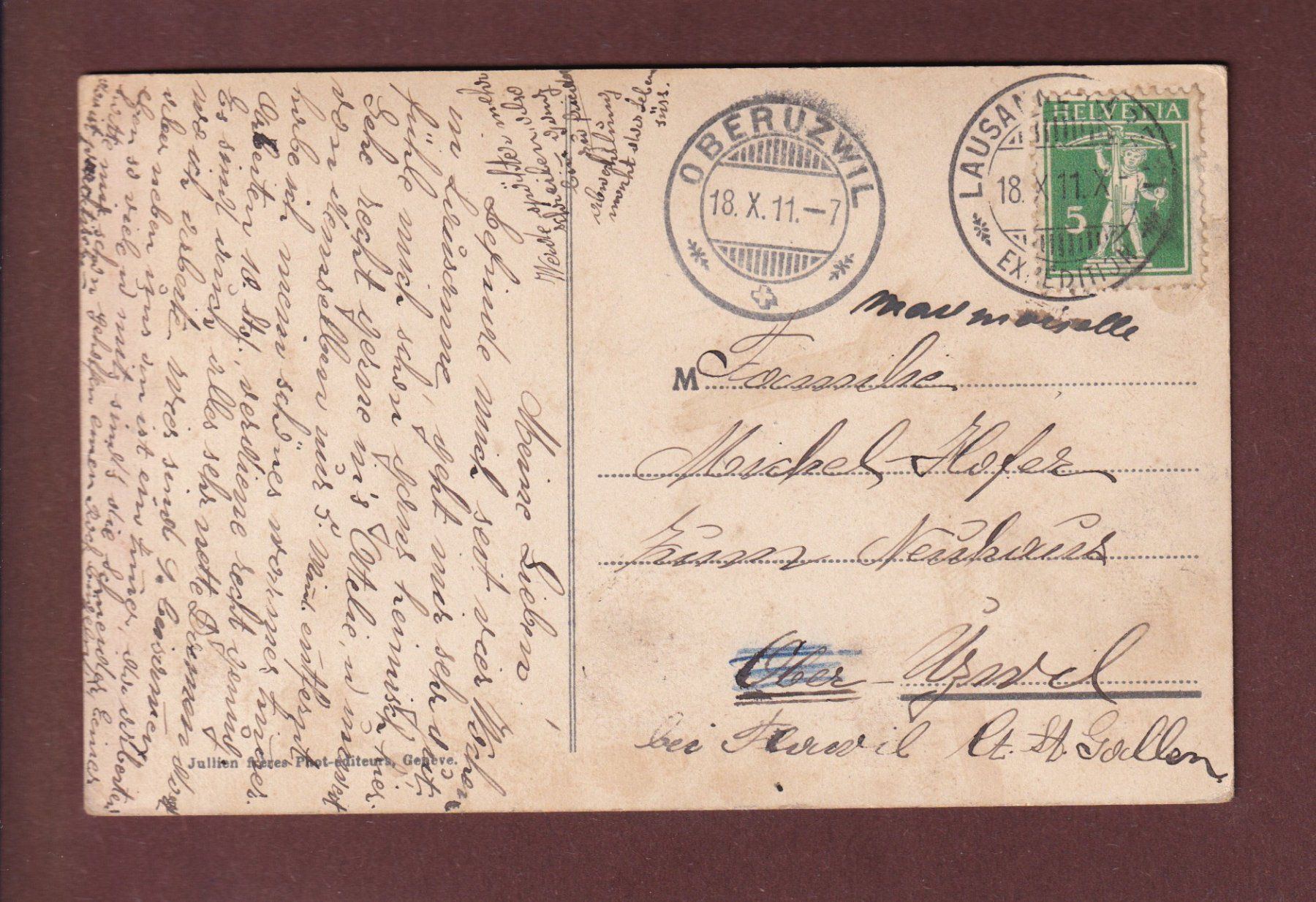 Cartoline postali: LAUSANNE - Flon - Maison Mercier - 1911 – Usato da Pully venduto da nicecards 1