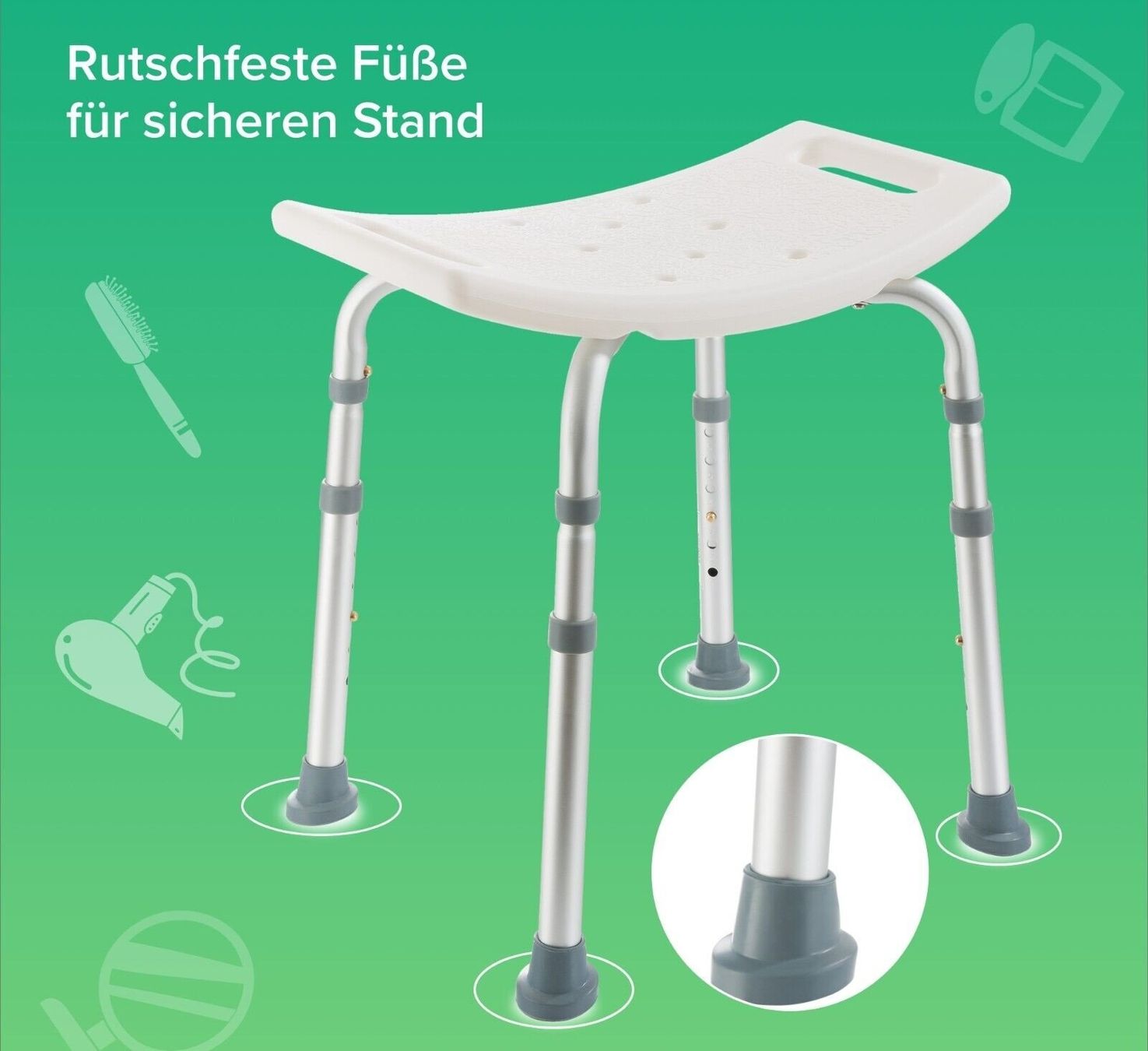 Sgabelli: Badhocker Duschhilfe + Sicherheitsgriff Duschsitz verstell. – Nuovo e nell'imballaggio originale da Wallenwil venduto da toesstal-vertrieb 6