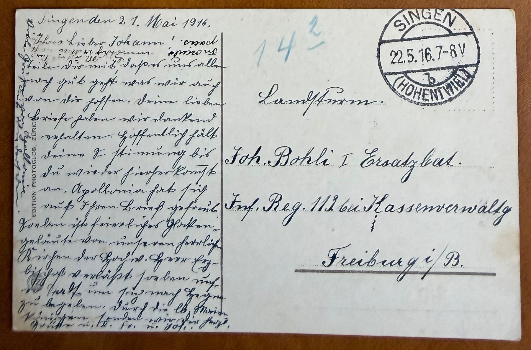 Ansichtskarten: Schaffhausen  1916 – Gebraucht aus Lutry von Ediego 1