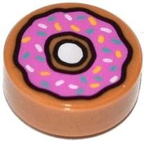 Lego Fliese 1x1 mit Donut Muster(98138pb021)