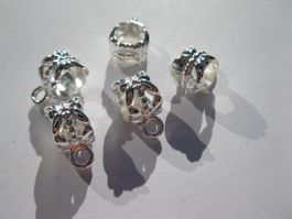 5 Anhängerschlaufen, Zwischenteil, versilbert 12x8mm