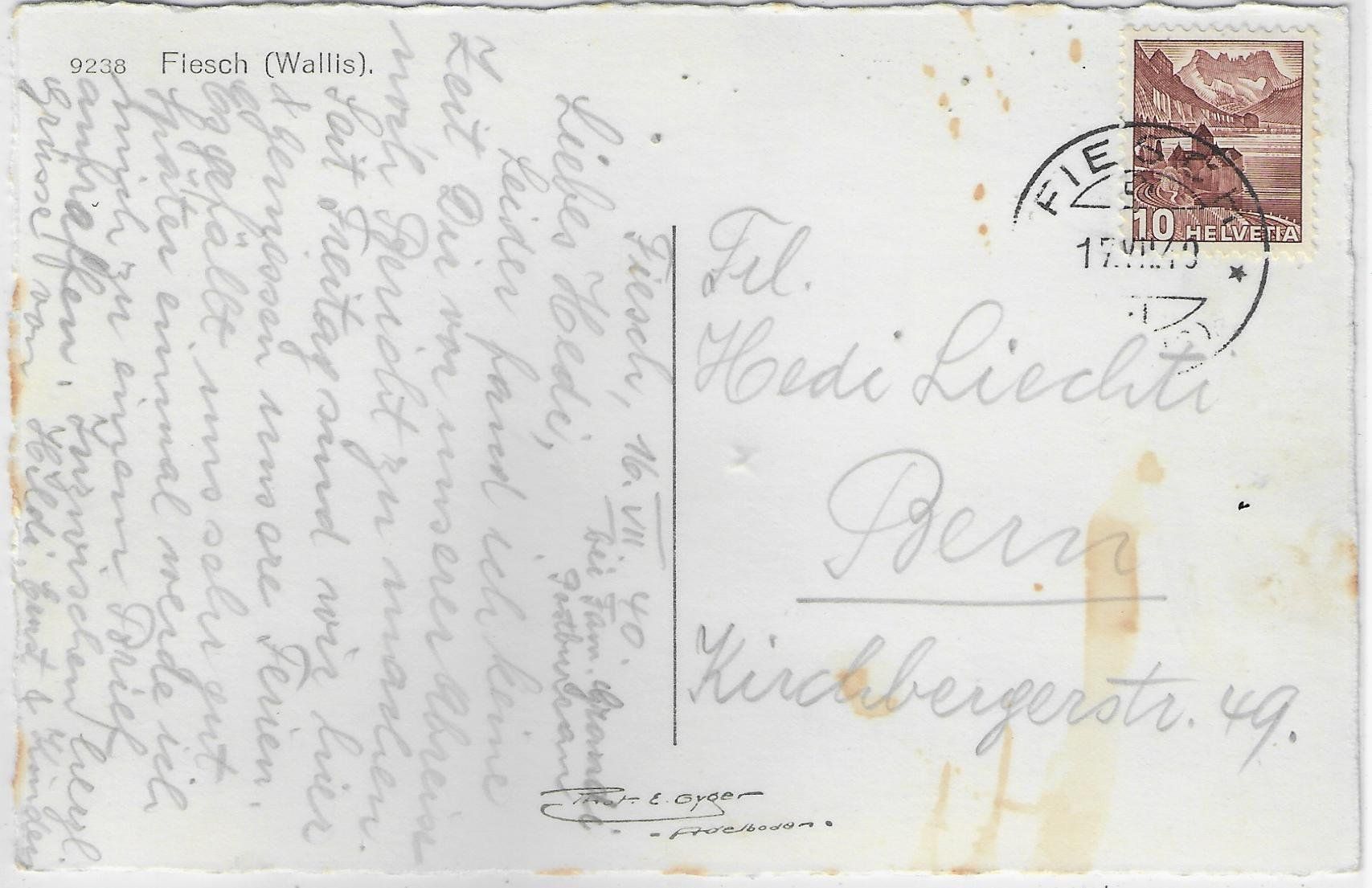 Cartoline postali: Fiesch - Generalansicht – Usato da Ettingen venduto da Kartenplanet 1