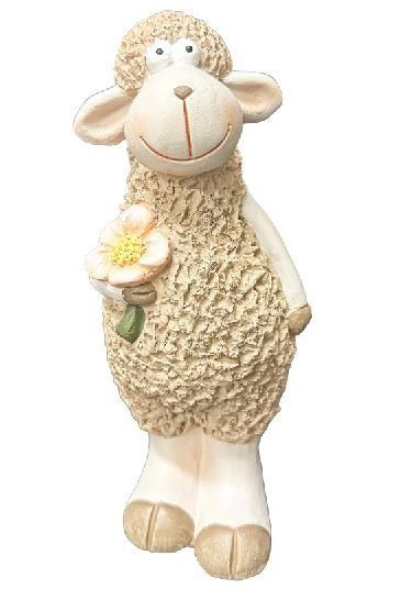 Tutte le decorazioni: Dekofigur Schaf stehend braun mit Blume im Arm – Nuovo e nell'imballaggio originale da Oensingen venduto da Liquidations-Shop