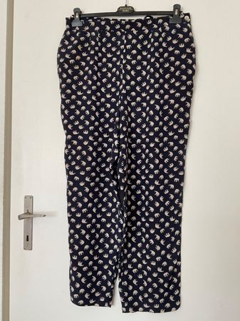 INA LIMA 100% Seiden Hose Gr 44 dunkles Blau Neuwertig