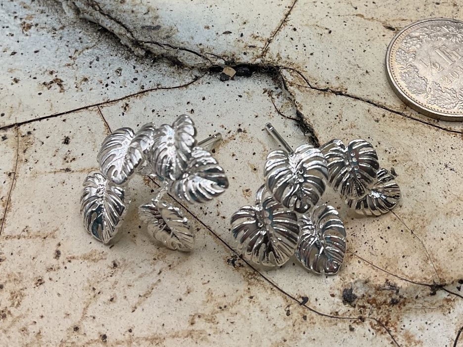 Orecchini pendenti & Orecchini a lobo: Ohrstecker Sterlingsilber Monsterablatt – Nuovo (secondo la descrizione) da Luzern venduto da S.Kern01 2