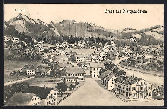 Cartoline postali: sign. Hans Pernat: Marquartstein, Ortsan – Usato da Berlin venduto da bartko-reher