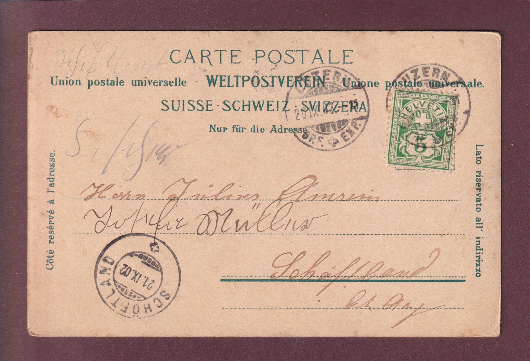 Cartoline postali: Partie an der AXENSTRASSE - 1902 – Usato da Pully venduto da nicecards 1