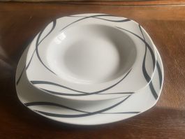 Geschirr Set,  12 Flachen Teller & 12 Suppenteller