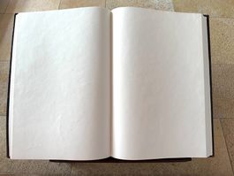 🟢 Großes Vintage-Gästebuch, braunem Leder, 42 cm Livre d'or