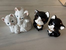 3 Katzenfiguren Set Keramik gebraucht sehr guter Zustand
