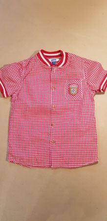 Kurzarmhemd "Switzerland" rot/weiss kariert, Gr. 104