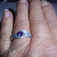 Echtschmuck: Sambia-Amethyst-Silberring, rosévergoldet 53/17