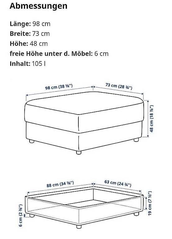 Ikea Sgabelli: Hocker mit Stauraum Vimle Ikea Lejde grau/schwarz – Usato da Horw venduto da sere4 4