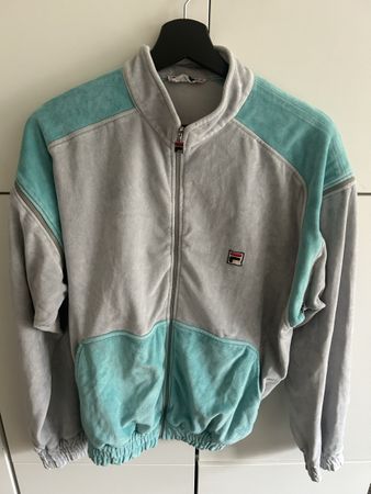 ​FILA Vintage Trainingsjacke | Nicki/Samt | Grau-Türkis