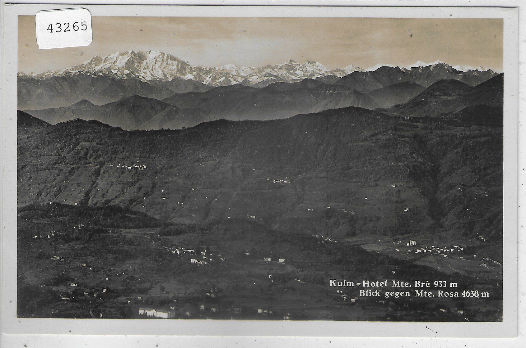 Ansichtskarten: Kulm-Hotel Mte. Bre - Blick gegen Mte. Rosa – Gebraucht aus Ettingen von Kartenplanet