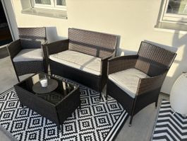 Rattan Balkonset 4-teilig inkl. Tisch & Kissen, Sommer-Deal!