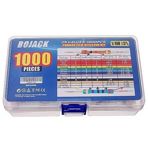 1000 Stück Kohleschicht Widerstände Sortiment - 100 Werte 1Ω Bis 10MΩ 1/2W 5%