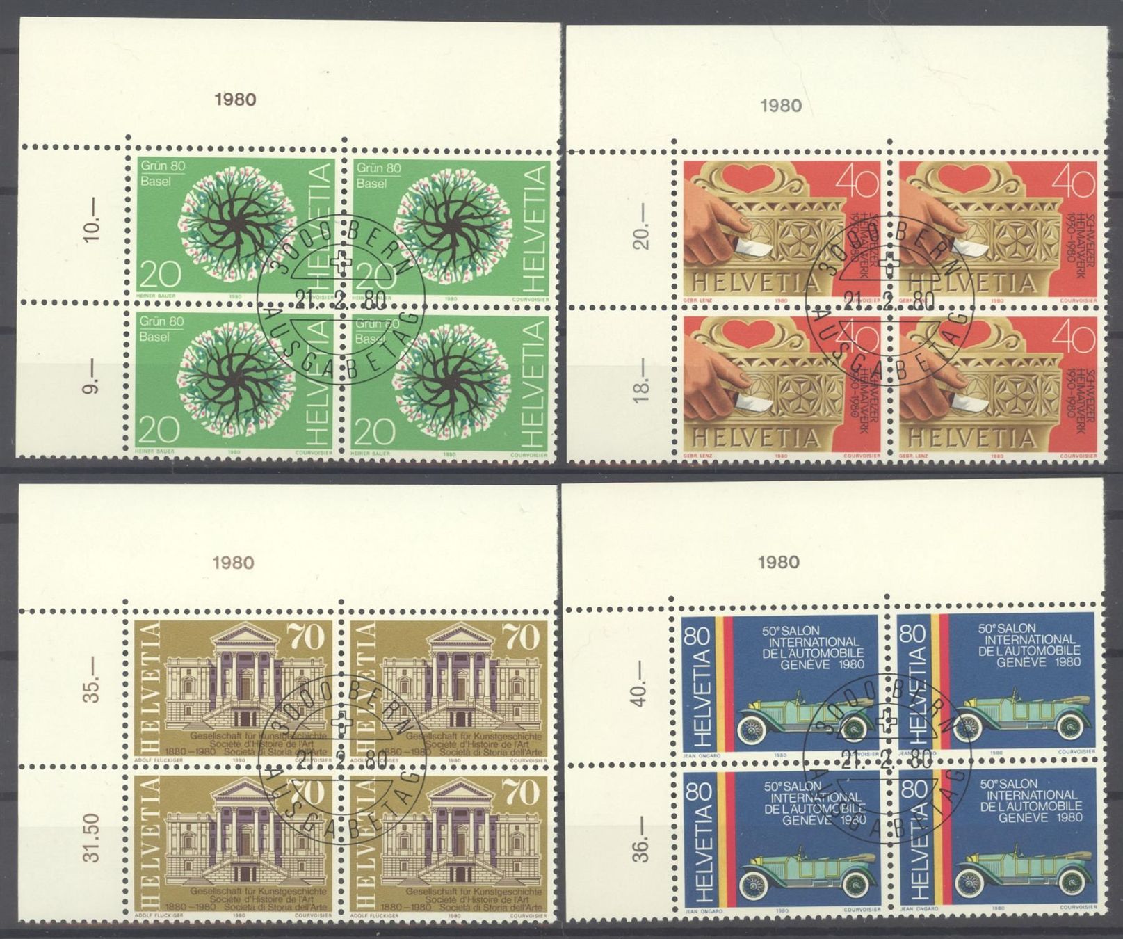 Alle Briefmarken: 1980, Sonderpostmarken, Viererblöcke, ET – Gebraucht aus Willisau von Vollstempel