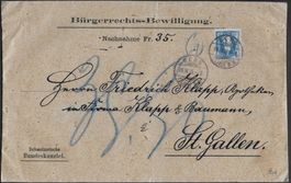 1886 NN-Grossbrief CH Bundeskanzlei BERN o 70A selten ab 1.-