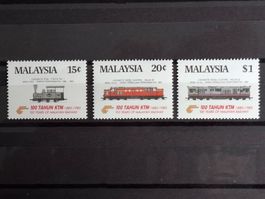 Malaysia 1985 Mi.Nr. 304-306 Eisebahn 100 Jahre. Postfrisch.