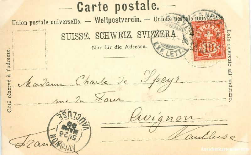 Cartoline postali: Nyon - Château + 1899 – Usato da Emmenbrücke venduto da teestube 1