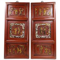 Paar chinesische geschnitzte Wandpaneele aus Holz – 19. Jh