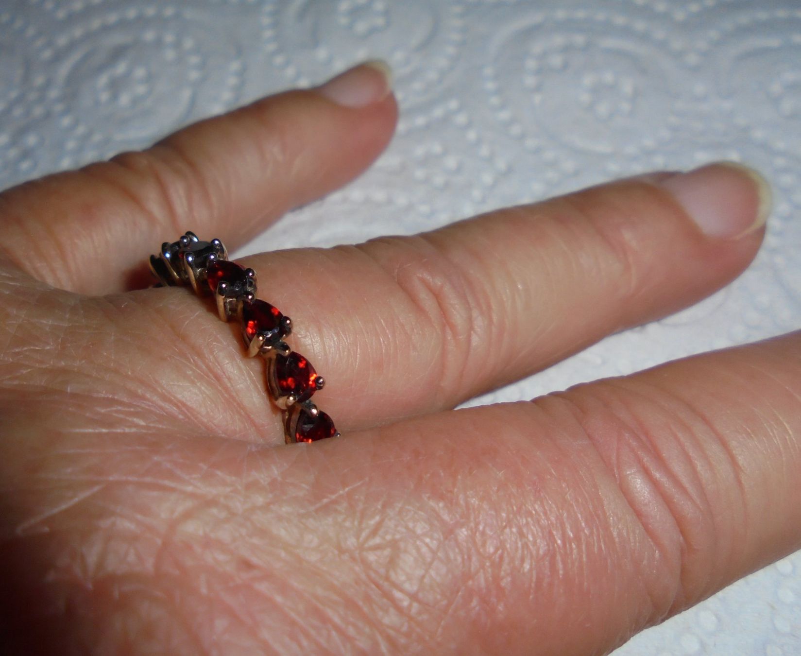 Ringe: Echtschmuck: Eternity-Ring Mosambik-Granat Silber vergoldet – Neu (gemäss Beschreibung) aus Zuchwil von maumauchi 8