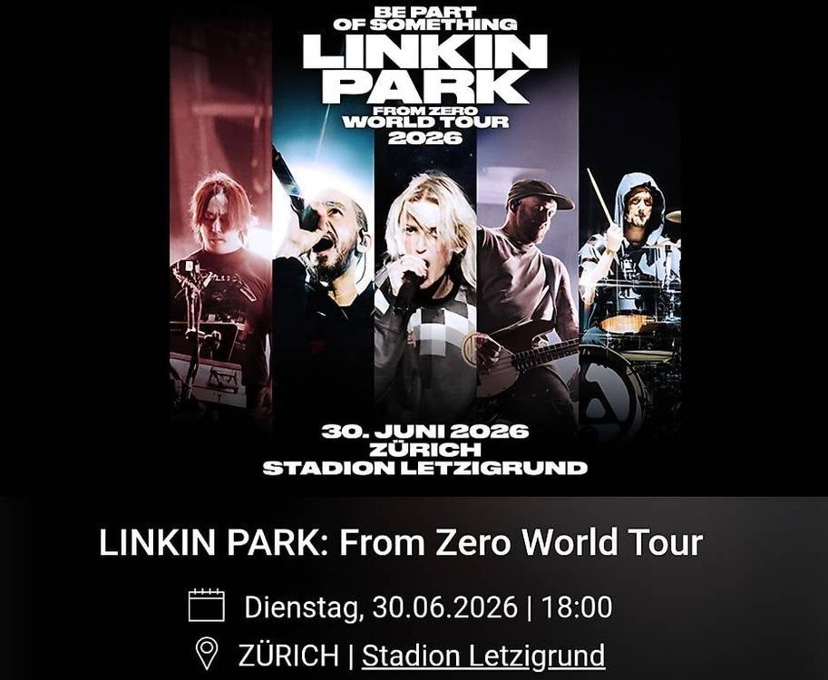 Billets: Linking Park Top Sitzplatz NP CHF221 – Neuf (Voir description) à Zug par NickJagger