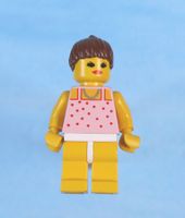 LEGO Minifigur Red Dots on Pink Shirt - Yellow Legs