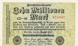 Berlin 10 Mil. Mark VZ++ 1923 Serie CD-66-078307