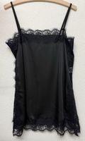 Satintop schwarz mit Spitze - Grösse L, NEU UND UNGETRAGEN