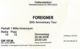 4 Tickets für Foreigner-Konzert im Hallenstadion