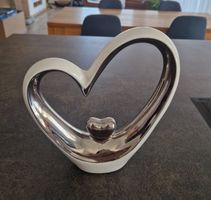 Deko Herz Skulptur, Silber/Weiss