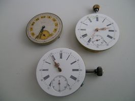 3 alte Taschenuhrwerke