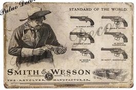 Metallschild Smith & Wesson Revolver 30cm x 20cm Cowboy