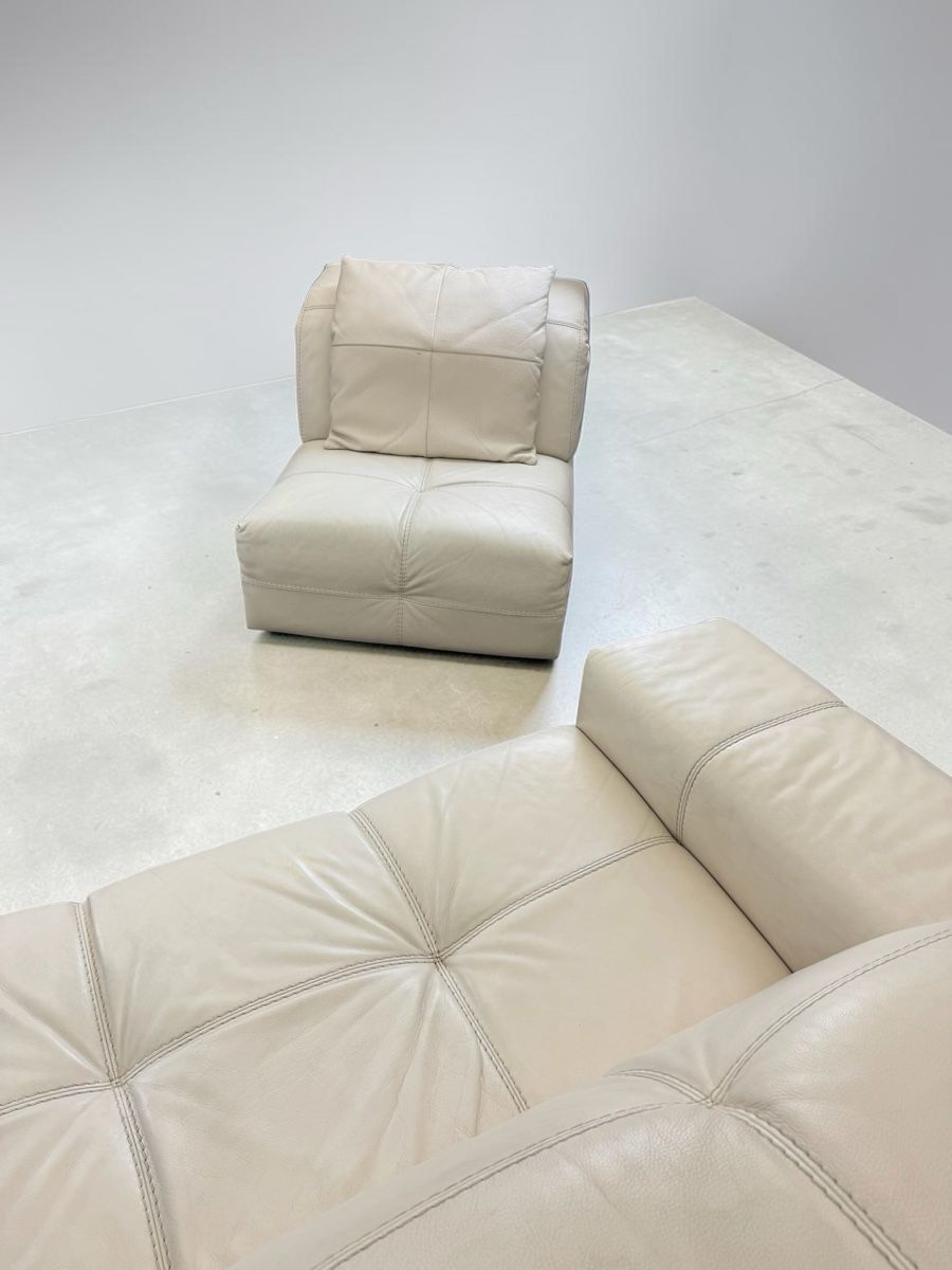 Natuzzi Divani: Natuzzi Designer-Ecksofa Creme aus Schaffell-Leder – Usato da Bachenbülach venduto da Sofalab.swiss 8