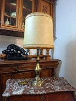 Vintage Tischlampe Mid-Century Messing Beige 77cm