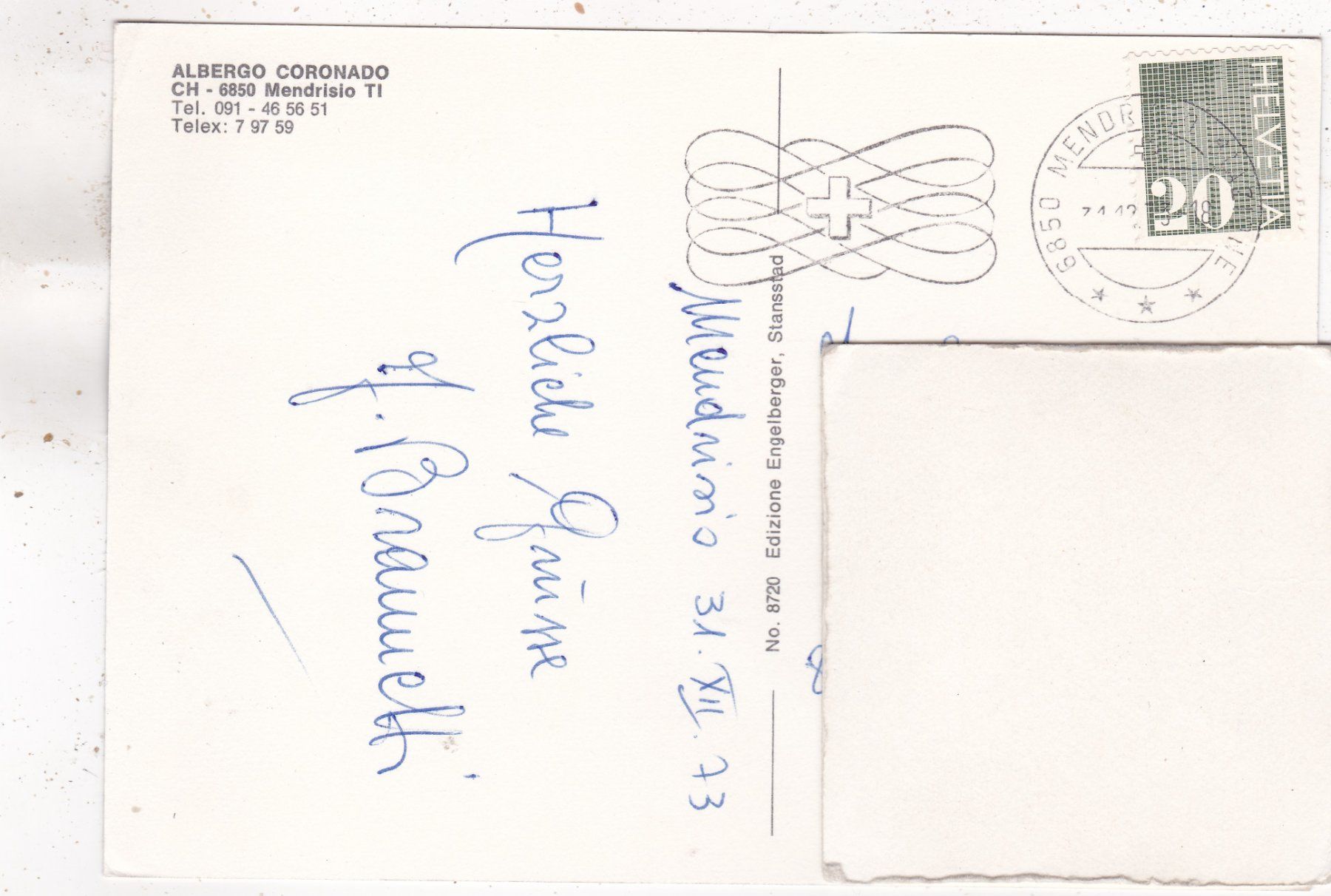Cartoline postali: Mendrisio Albergo Coronado 1973 – Usato da Herisau venduto da Lisegrat2008 1