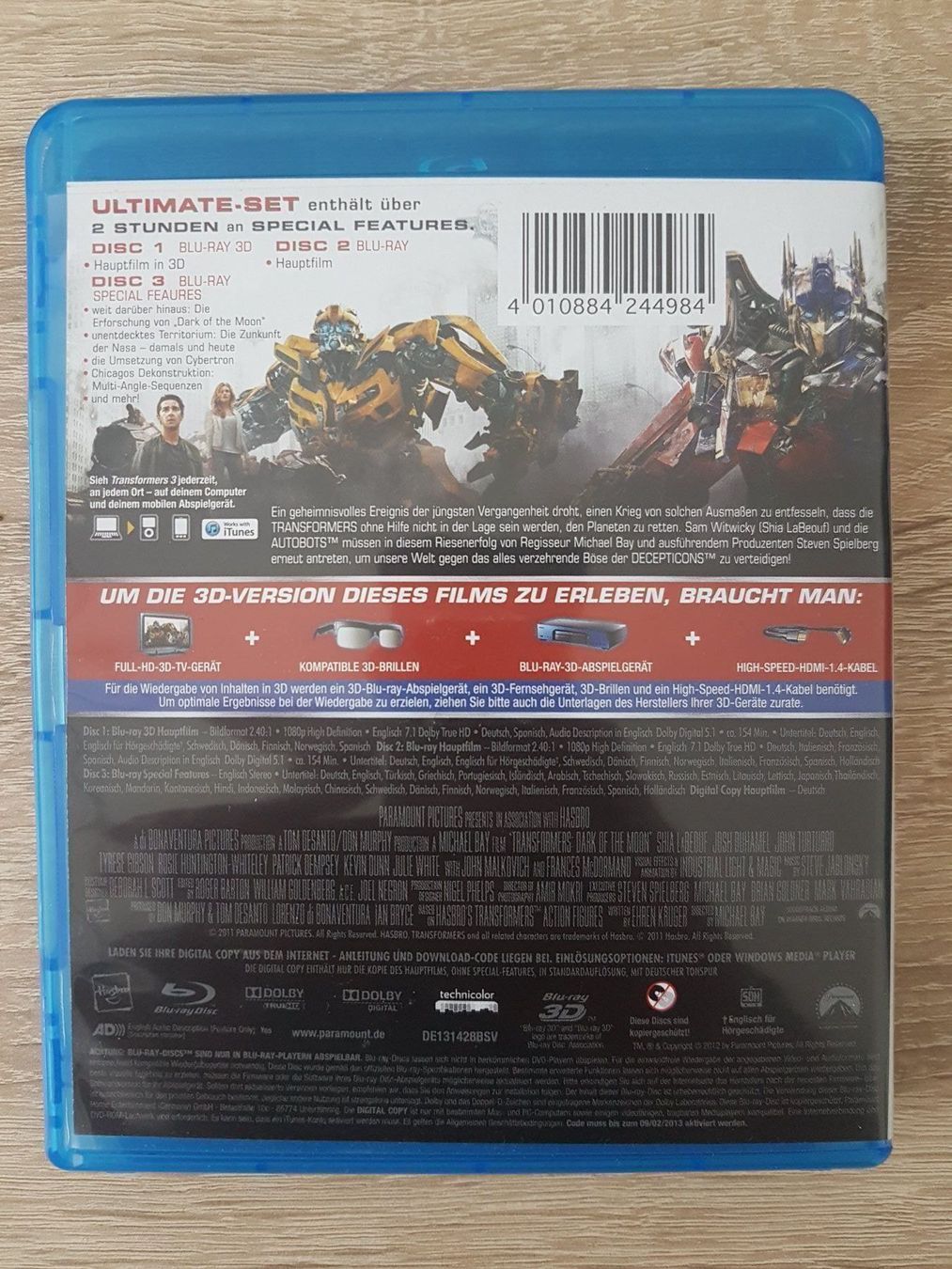 Tutti i DVDs: Transformers 3 3D - Blu-ray – Usato da Carouge GE venduto da Franllo 1
