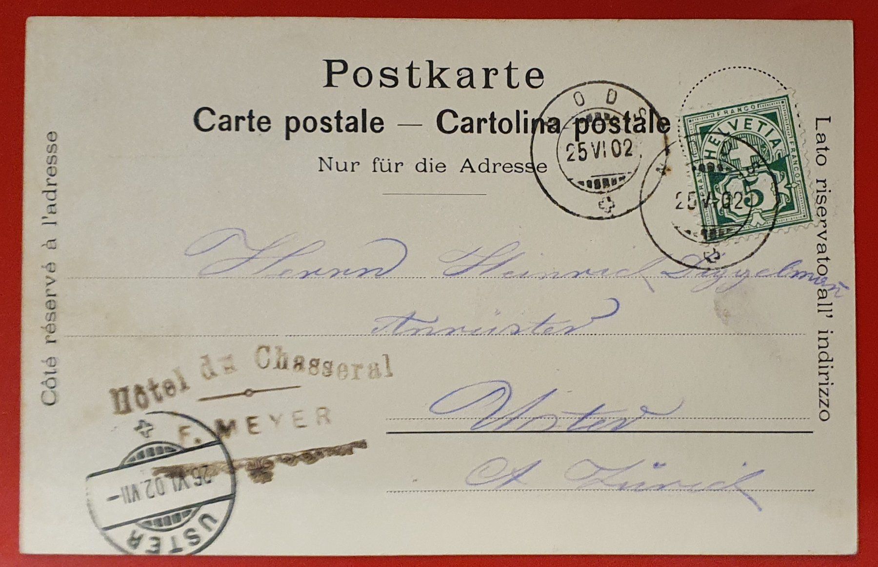 Cartoline postali: Souvenir du Chasseral 1902 – Usato da Kreuzlingen venduto da Rschweiz1 1