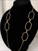 Elegante lange Damenkette in Goldoptik – geometrisches Desig