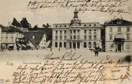 Zug   ZG     -  Neues Postgebäude und Apotheke     um 1903