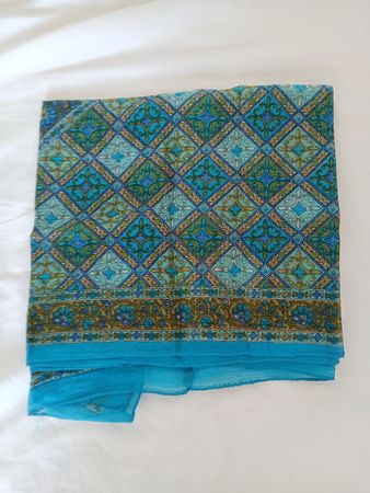 NEW! Silk Scarf Blue Green Pattern